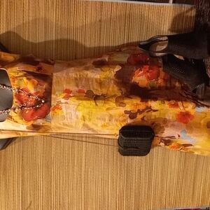 Watercolor Floral Design Yellow Orange Midi Deess Designer Anne Elizabeth